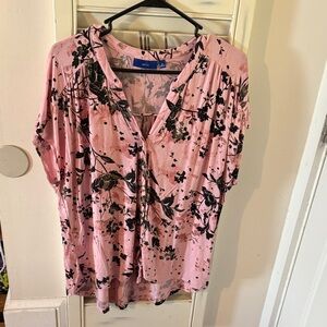 Apt. 9 Pink and Black Floral Blouse